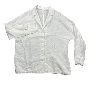 Aritzia Wilfred Medium White Blouse 100% Linen Collared‎